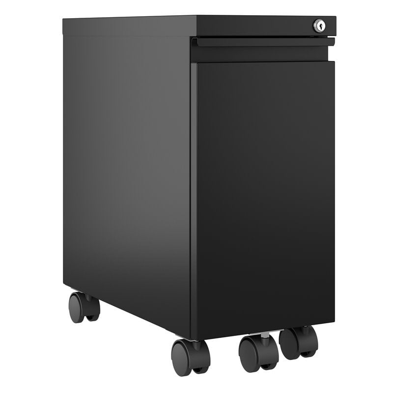 Hirsh 20-inch Deep Mobile Zip Pedestal 2-Drawer Box/File. Hidden Drawer. Black