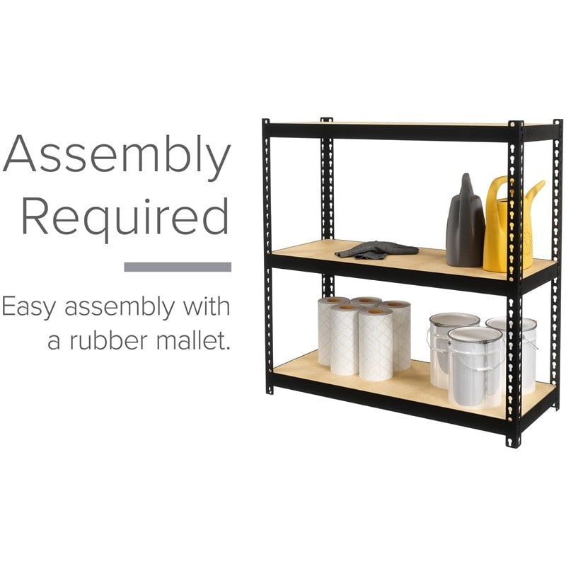 Space Solutions 1000 Riveted Metal Shelving 3-Shelf Unit 12D x 30W x 30H Black