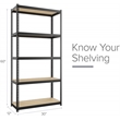 Space Solutions 1000 Riveted Metal Shelving 5-Shelf Unit 12D x 30W x 60H Black