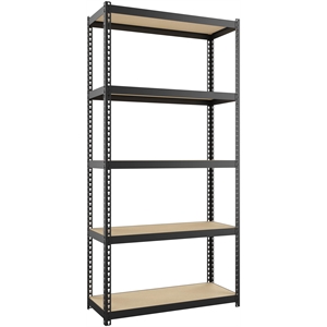 Space Solutions 1000 Riveted Metal Shelving 5-Shelf Unit 12D x 30W x 60H Black