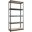 Space Solutions 1000 Riveted Metal Shelving 5-Shelf Unit 12D x 30W x 60H Black