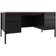 Hirsh 30x60 Double Pedestal Metal Desk with T Top Black/Walnut