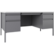 Space Solutions 30x60 Double Pedestal Metal Desk with T Top Silver/White