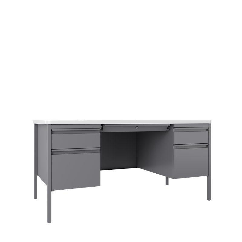 Hirsh Teacher S Desk 30 X 60 Double Pedestal Platinum White