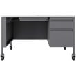 Hirsh 30x48 Mobile Right Hand Single Pedestal Metal Desk T Top Silver/White