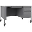 Hirsh 30x48 Mobile Right Hand Single Pedestal Metal Desk T Top Silver/White