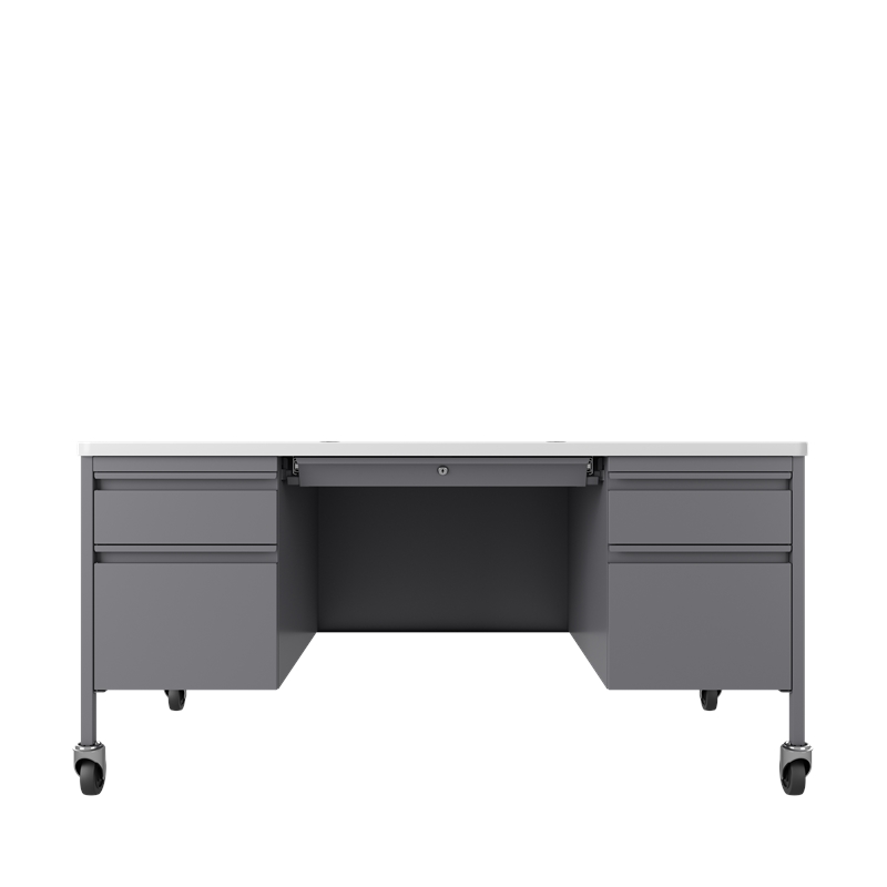 Hirsh Mobile Teacher S Desk 30 X60 Double Pedestal Platinum White