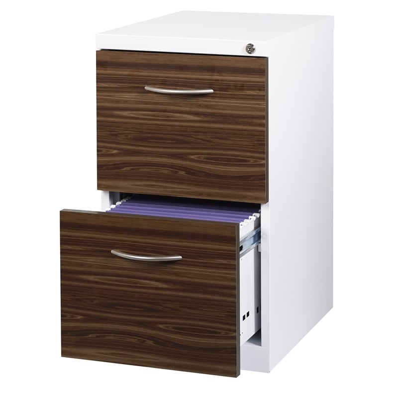 Hirsh 20 In D Mobile Pedestal 2 Drawer File File Laminate Drawer White Walnut 22523