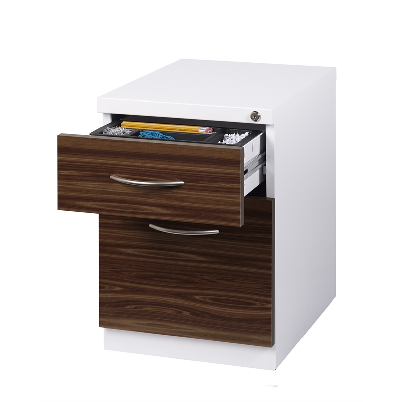 Hirsh 3 Drawer Wood Front Mobile Pedestal Filing Cabinet In White Mobile File Cabinets