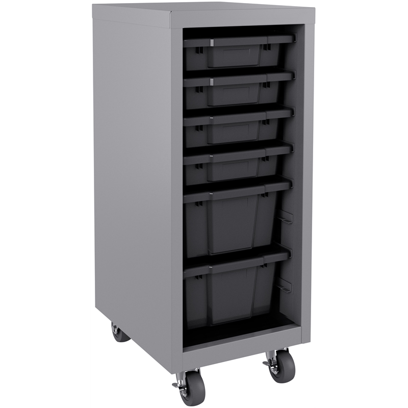 Space Solutions Metal Bin Storage Cabinet Mobile 36x30x18 Black/Graphite