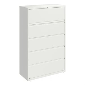 Hirsh 42-in Wide HL10000 Series 5 Drawer Metal Lateral File Cabinet White