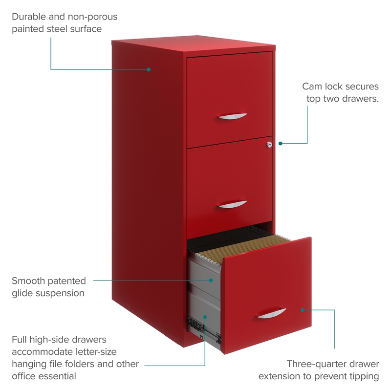 BIZOEIRON 4 Drawer File Cabinet With Lock, Metal Vertical Filing