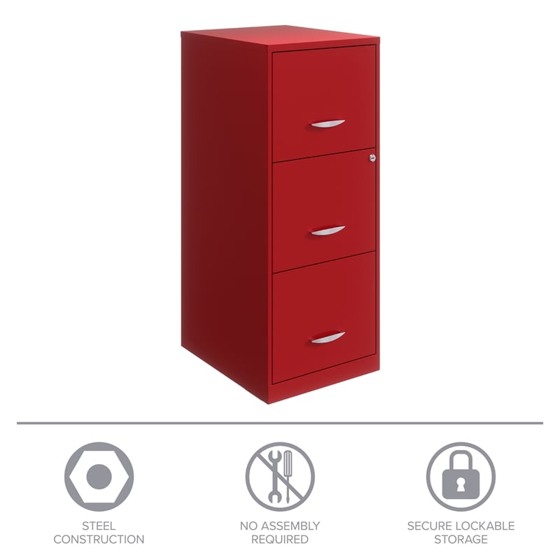 E Solutions 3 Drawer Metal Vertical File Cabinet With Lock Lava Red Bushfurniturecollection Com