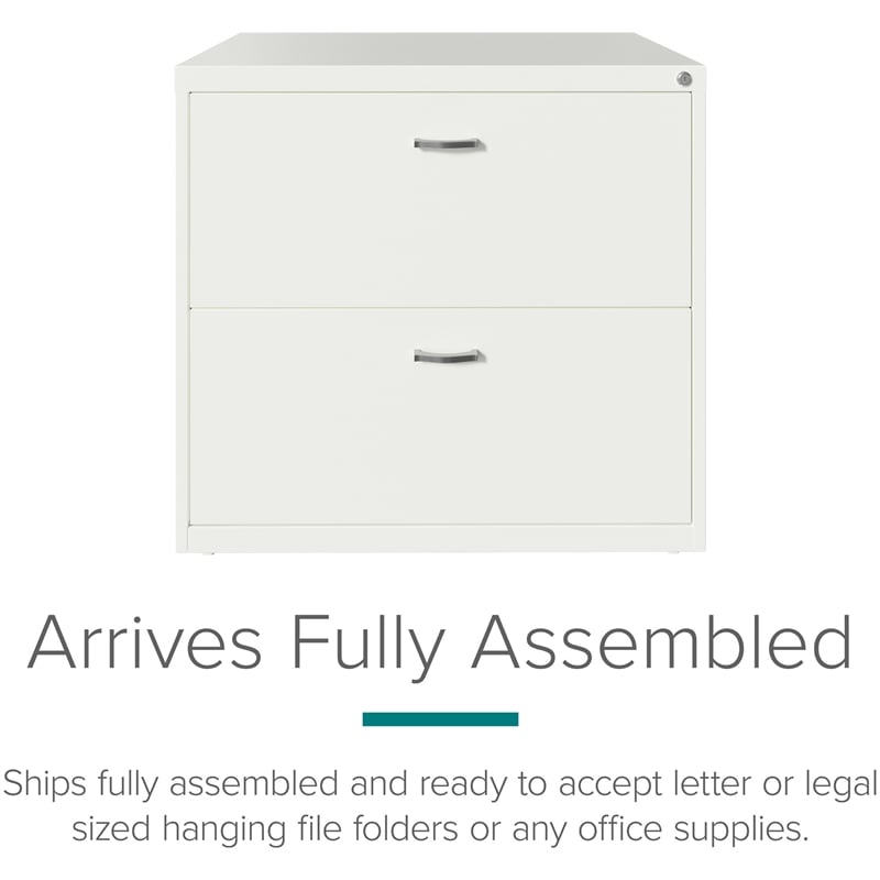 Hirsh Home Office Style Lateral Metal File Cabinet 30 in. Wide 2 Drawer White