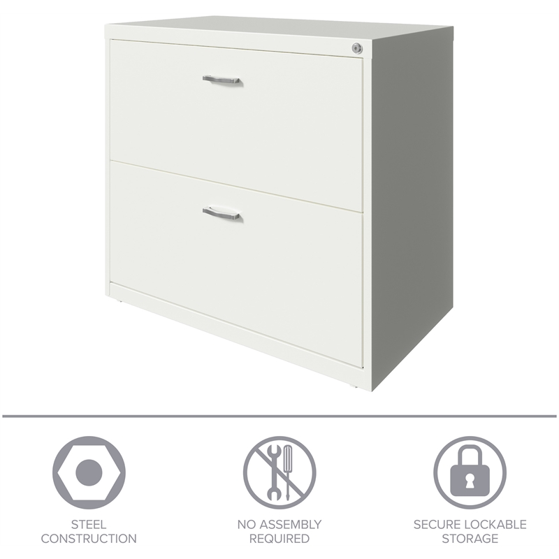 Hirsh Home Office Style Lateral Metal File Cabinet 30 in. Wide 2 Drawer White