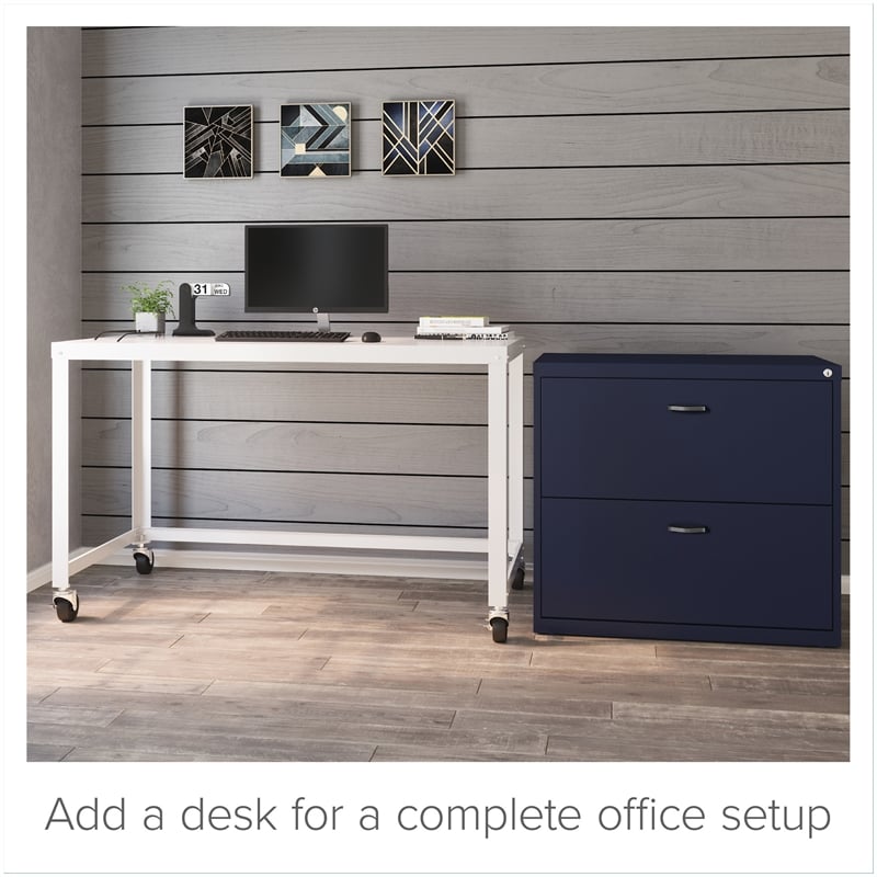 Hirsh Home Office Style Lateral Metal File Cabinet 30 in. Wide 2 Drawer Navy