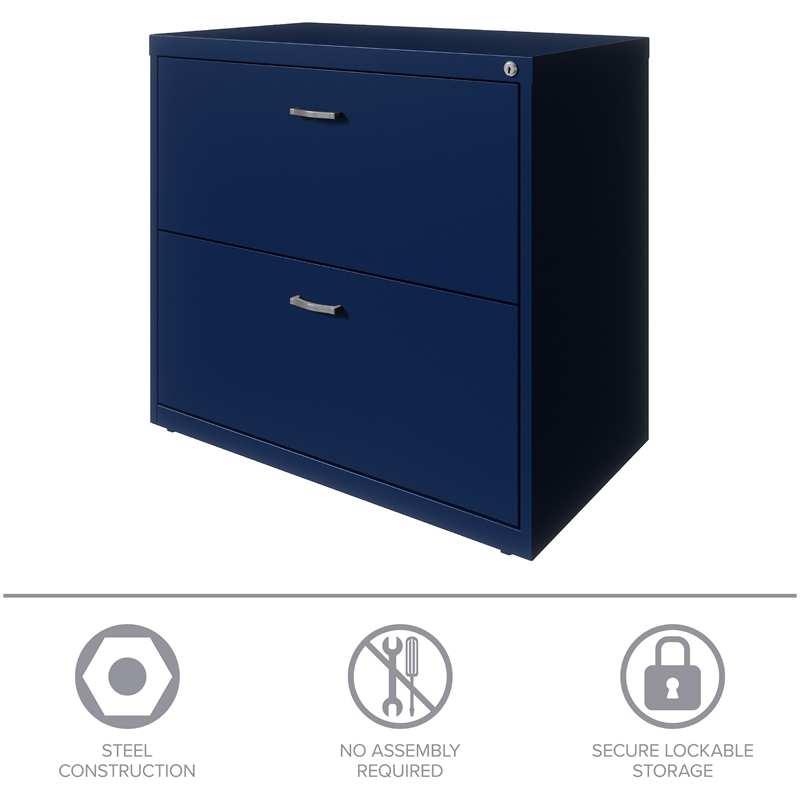 Hirsh Home Office Style Lateral Metal File Cabinet 30 in. Wide 2 Drawer Navy