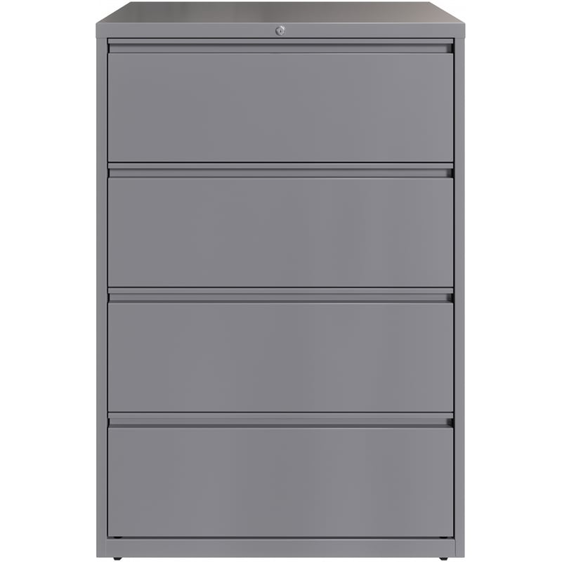 Hirsh 36in Wide HL10000 Series 4 Drawer Metal Lateral File Cabinet Arctic Silver