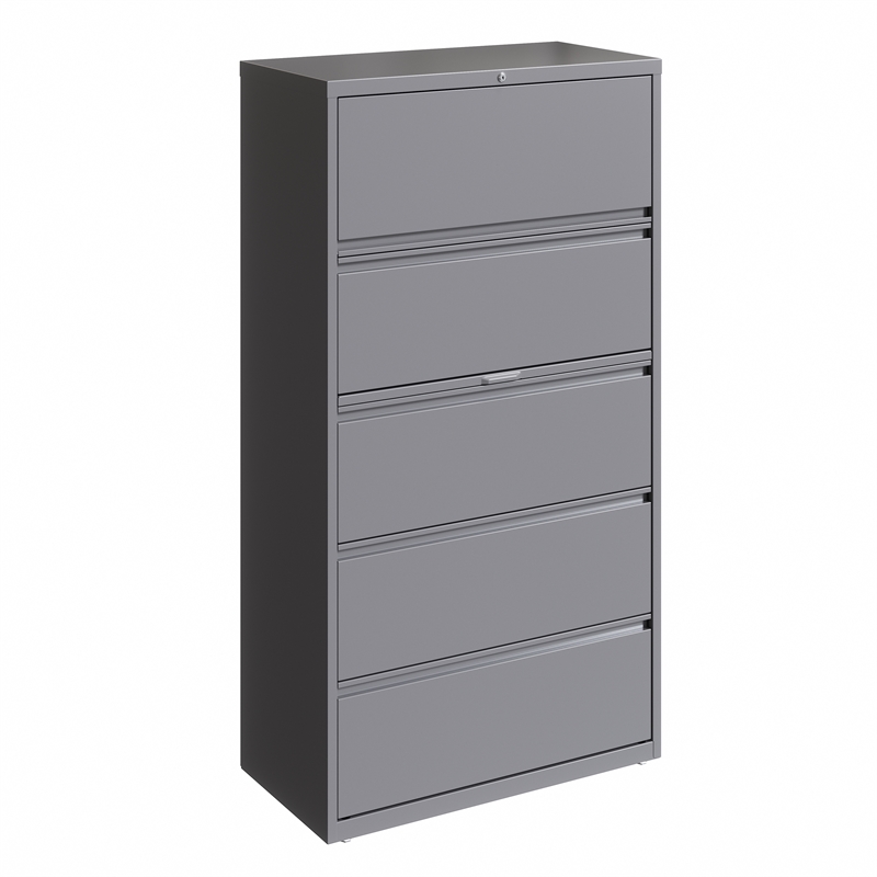 Hirsh 36 In Wide Hl10000 Series 5 Drawer Lateral File Cabinet Arctic Silver 23747