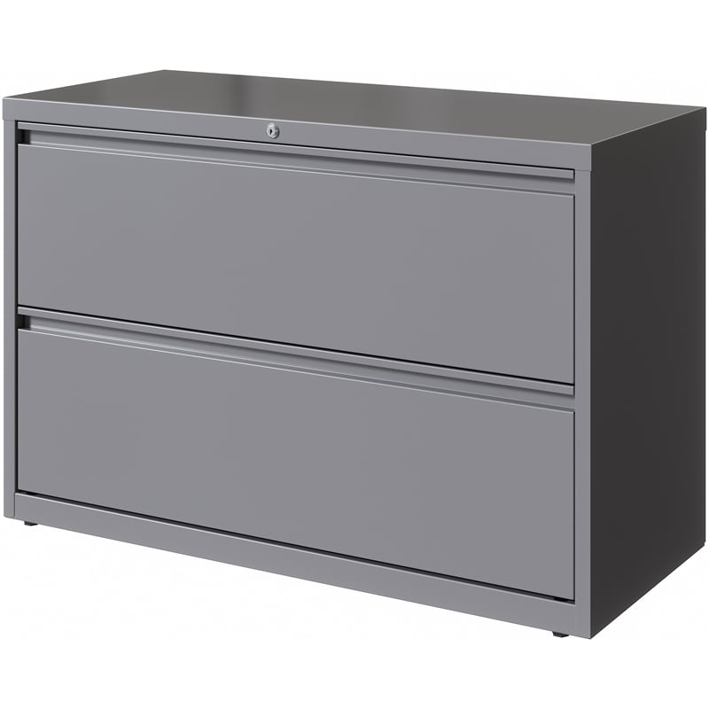 Hirsh 42in Wide HL10000 Series 2 Drawer Metal Lateral File Cabinet Arctic Silver
