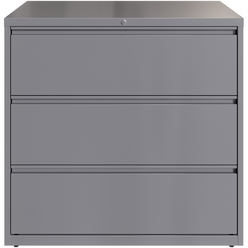 Hirsh 42in Wide HL10000 Series 3 Drawer Metal Lateral File Cabinet Arctic Silver