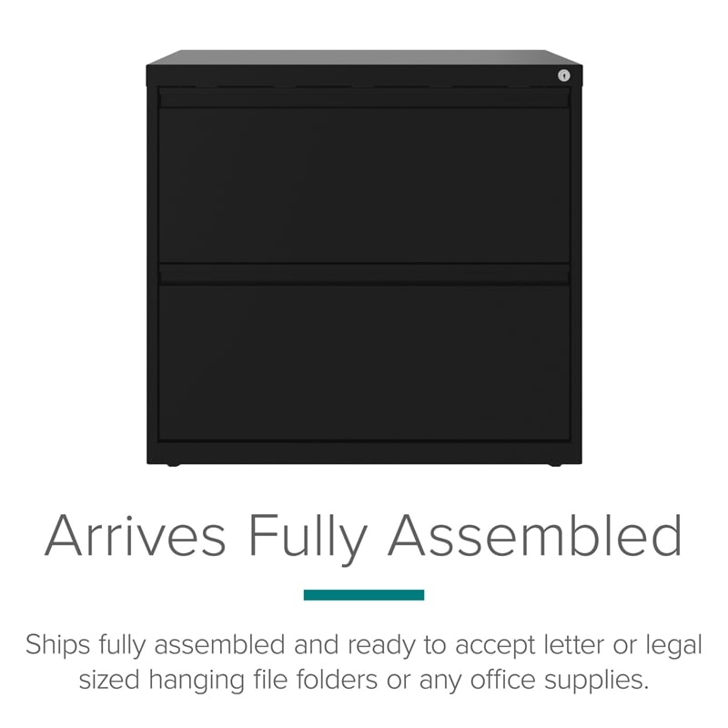 Hirsh 30 inch W 2 Drawer Metal Lateral 101 File Cabinet Black