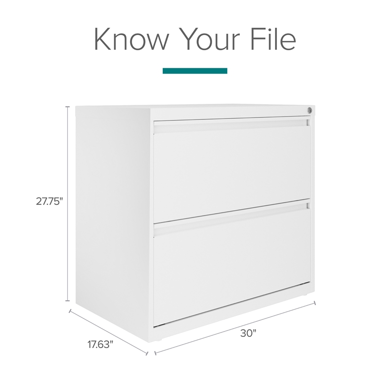 Hirsh 30 inch W 2 Drawer Metal Lateral 101 File Cabinet White