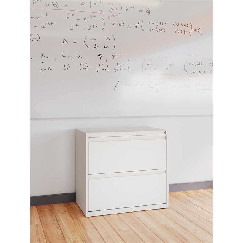 Hirsh 30 inch W 2 Drawer Metal Lateral 101 File Cabinet White