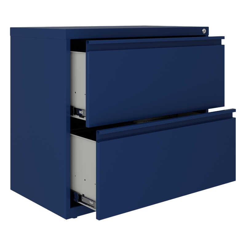Hirsh 30 inch W 2 Drawer Metal Lateral 101 File Cabinet Navy