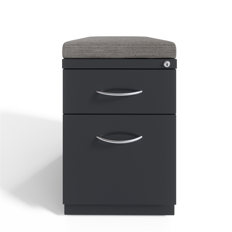 Hirsh 20-in Deep Mobile Pedestal File 2-Drawer Box/File. Gray Cushion. Charcoal