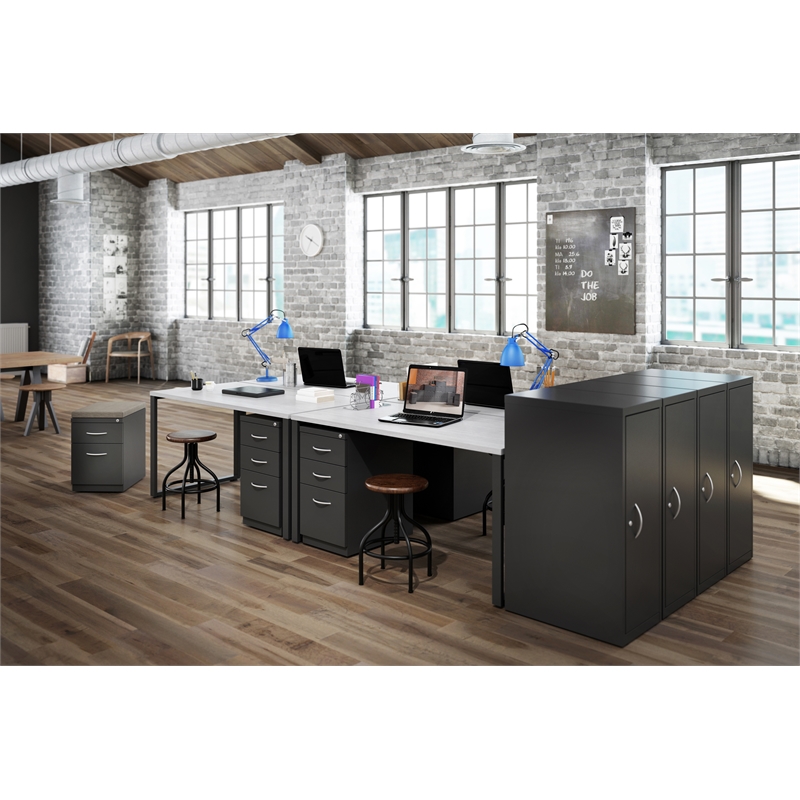 Hirsh 20-in Deep Mobile Pedestal File 2-Drawer Box/File. Gray Cushion. Charcoal