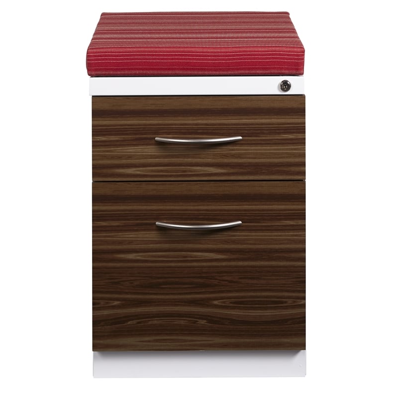 Hirsh 20-in Deep Mobile Pedestal File 2-Drawer Metal Box/File White/Red/Walnut