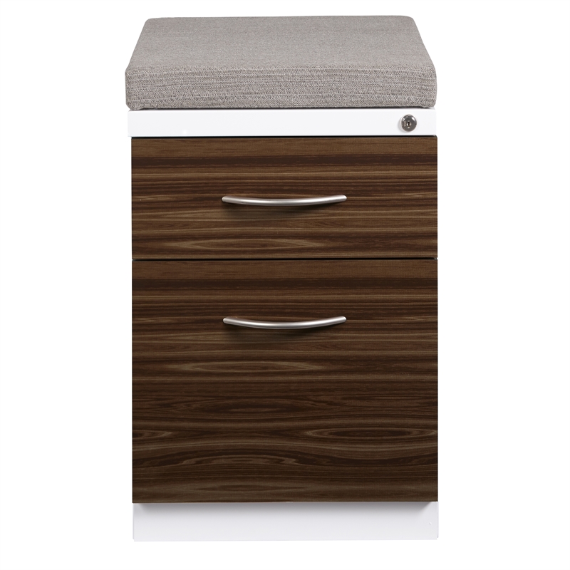 Hirsh 20-in Deep Mobile Pedestal File 2-Drawer Box/File White/Chinchilla/Walnut