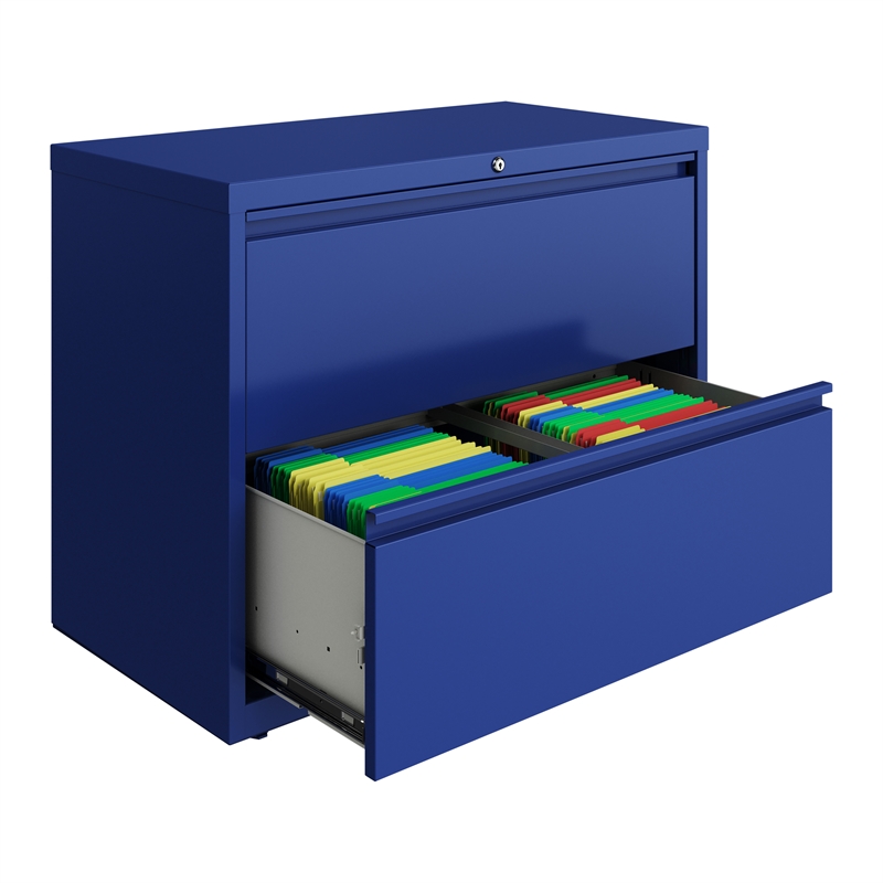 Hirsh 36-in Wide HL10000 Series 2 Drawer Metal Lateral File Cabinet Classic Blue