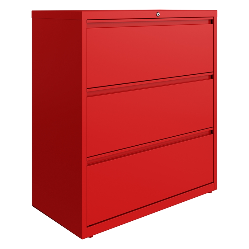 Hirsh 36 In Wide Hl10000 Series 3 Drawer Metal Lateral File Cabinet Lava Red Bushfurniturecollection Com