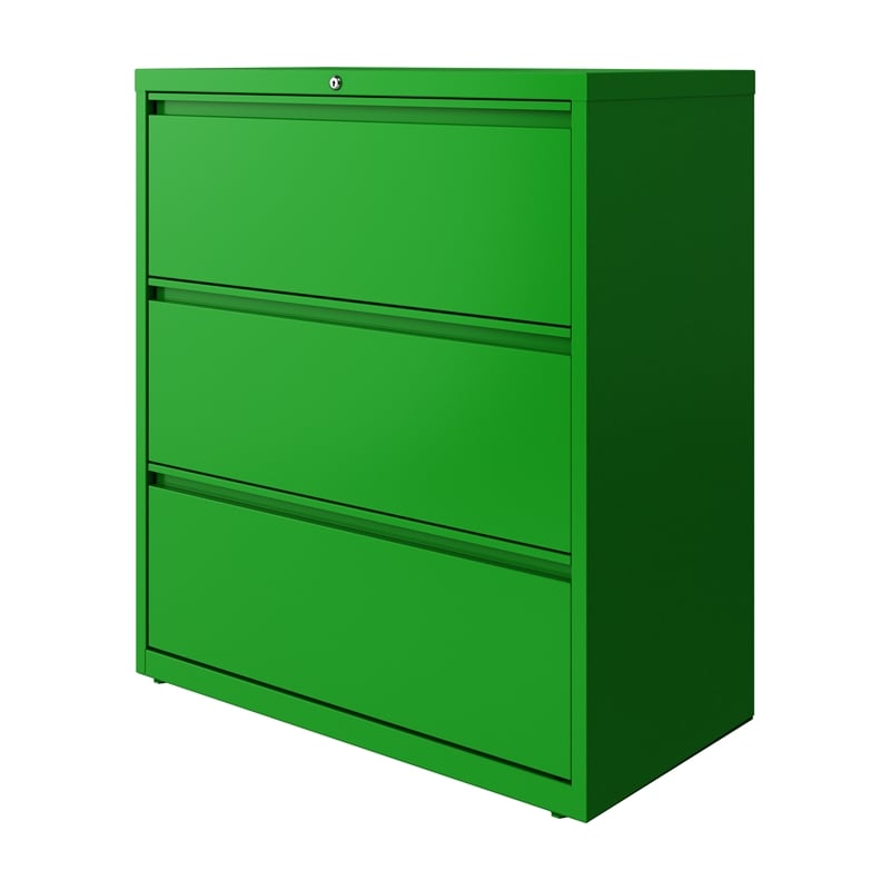 Hirsh 36-in Wide HL10000 Series 3 Drawer Lateral File Cabinet Screamin' Green