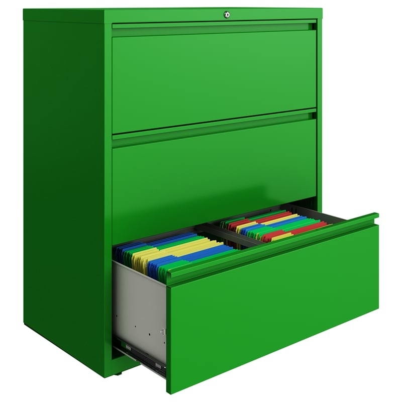 Hirsh 36-in Wide HL10000 Series 3 Drawer Lateral File Cabinet Screamin' Green