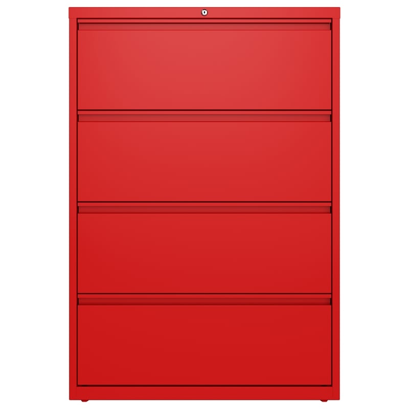 Hirsh 36-in Wide HL10000 Series 4 Drawer Metal Lateral File Cabinet Lava Red
