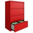 Hirsh 36-in Wide HL10000 Series 4 Drawer Metal Lateral File Cabinet Lava Red