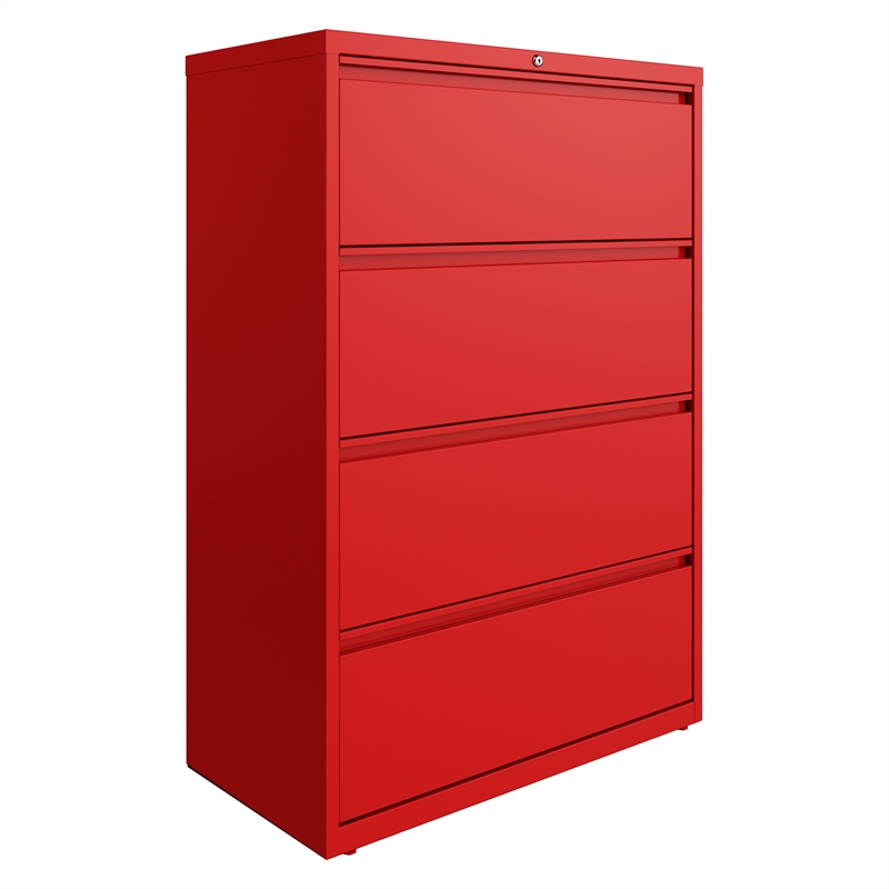 Hirsh 36-in Wide HL10000 Series 4 Drawer Metal Lateral File Cabinet Lava Red