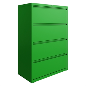 Hirsh 36-in Wide HL10000 Series 4 Drawer Lateral File Cabinet Screamin' Green
