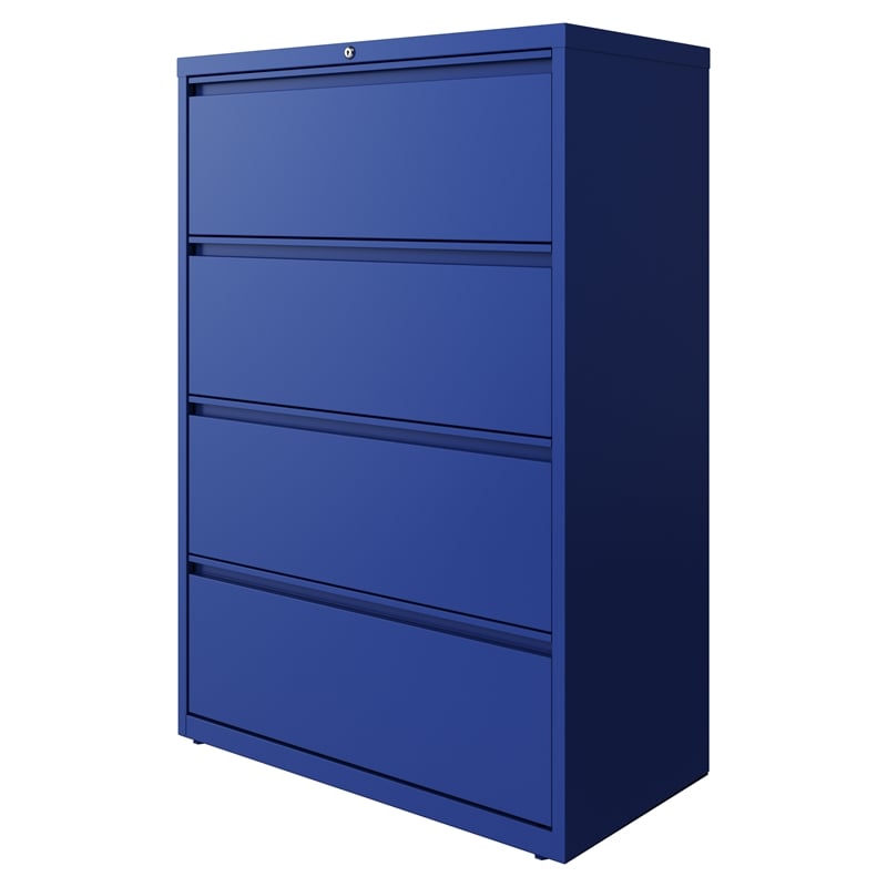 Hirsh 36-in Wide HL10000 Series 4 Drawer Metal Lateral File Cabinet Classic Blue