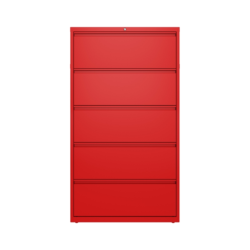 Hirsh 36-in Wide HL10000 Series 5 Drawer Metal Lateral File Cabinet Lava Red