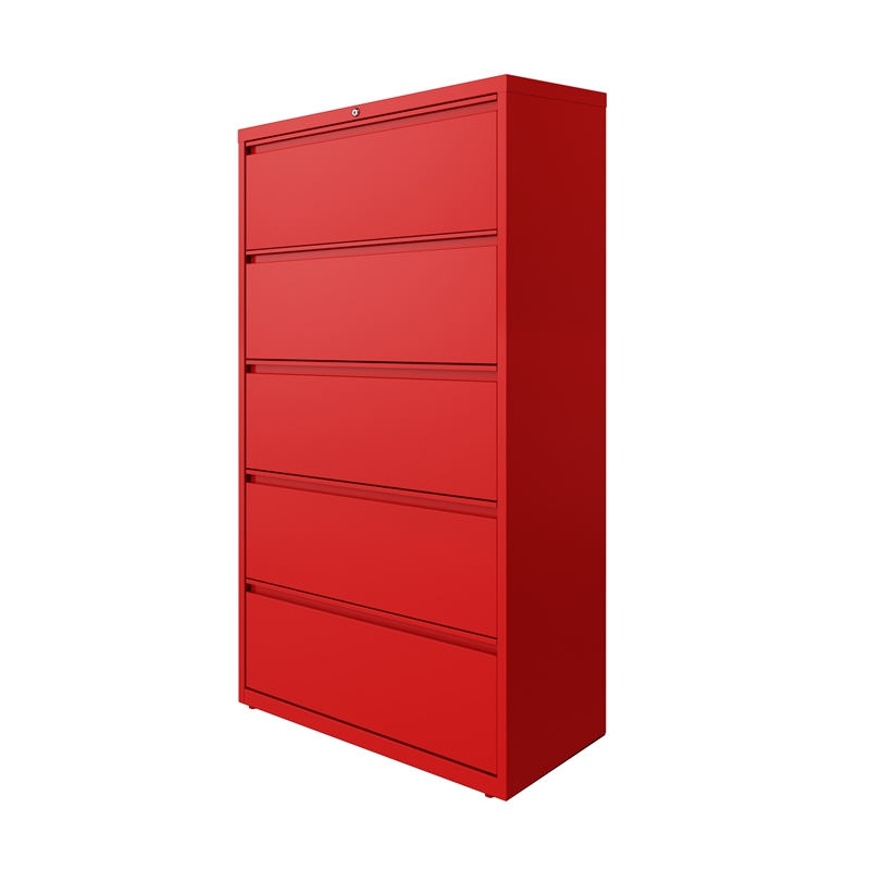Hirsh 36-in Wide HL10000 Series 5 Drawer Metal Lateral File Cabinet Lava Red