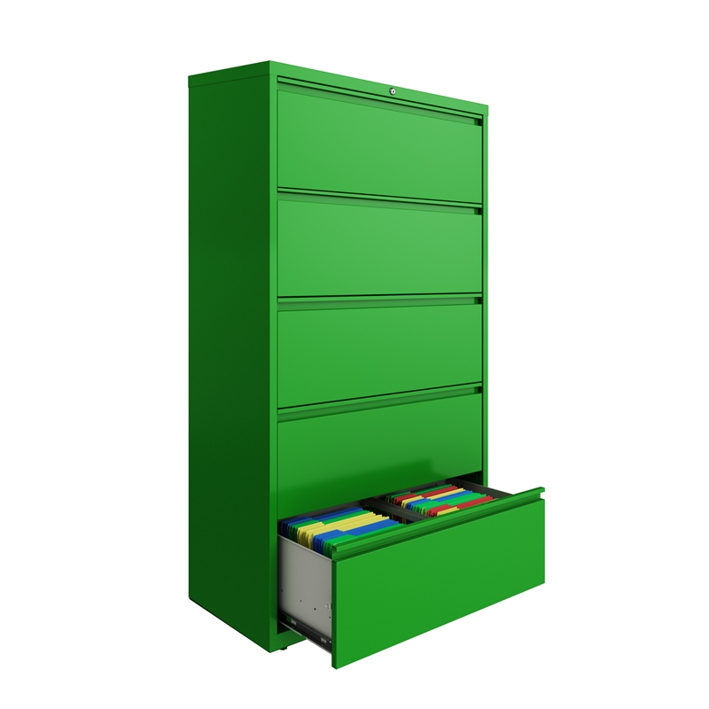 Hirsh 36-in Wide HL10000 Series 5 Drawer Lateral File Cabinet Screamin' Green