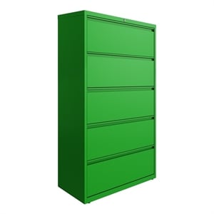 Hirsh 36-in Wide HL10000 Series 5 Drawer Lateral File Cabinet Screamin' Green