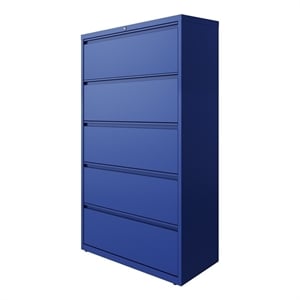 Hirsh 36-in Wide HL10000 Series 5 Drawer Metal Lateral File Cabinet Classic Blue
