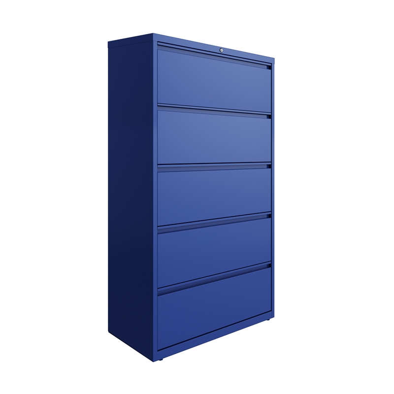 Hirsh 36-in Wide HL10000 Series 5 Drawer Metal Lateral File Cabinet Classic Blue