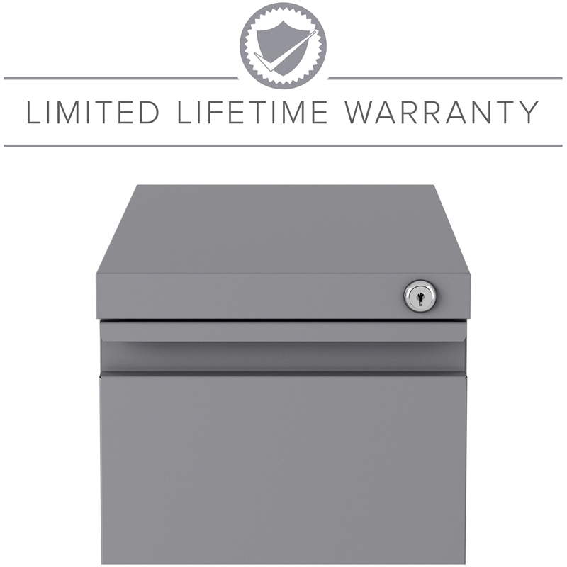 Hirsh 20-inch Deep Mobile Zip Pedestal 2-Drawer Box/File. Hidden Drawer. Silver