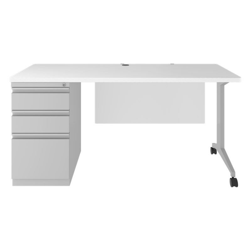 Hirsh Modern Metal Teacher's Desk. Arctic Silver/White